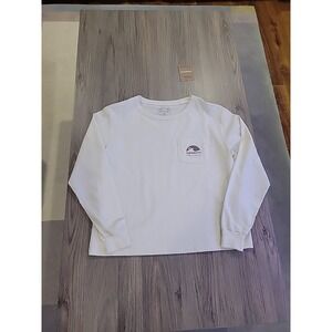 NWT Women's PATAGONIA Long-Sleeved P-6 Logo Responsibili-Tee Shirt Size XS Beige